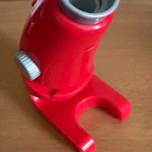 Red plastic toy Scientist Microscope Stand kids